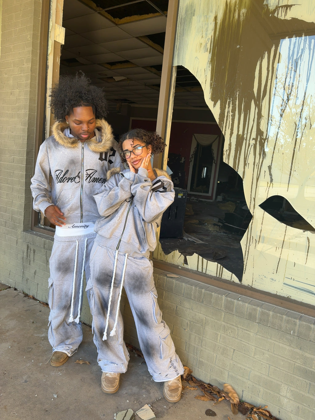 (GREY)Adore Amenity Cargo Sweats
