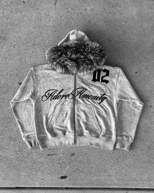 (GREY)AA FUR ZIPUP
