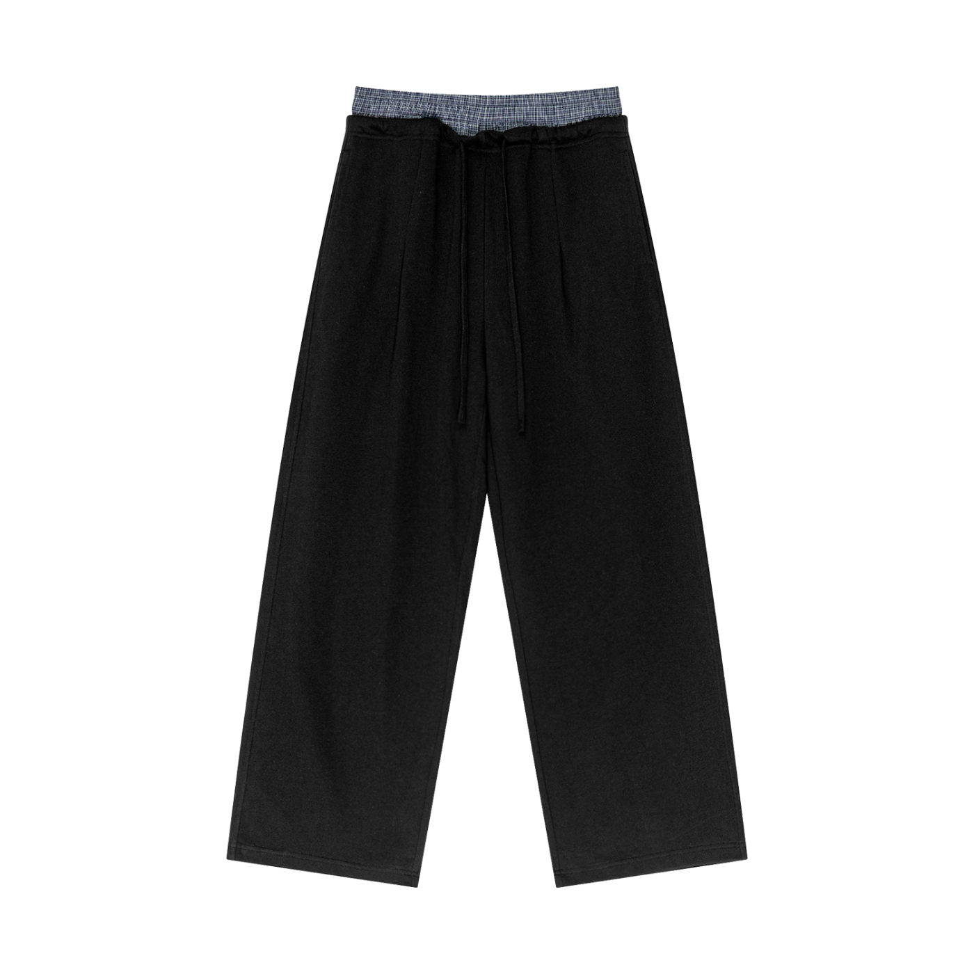 Amenity Plaid Contrast Waist Pants