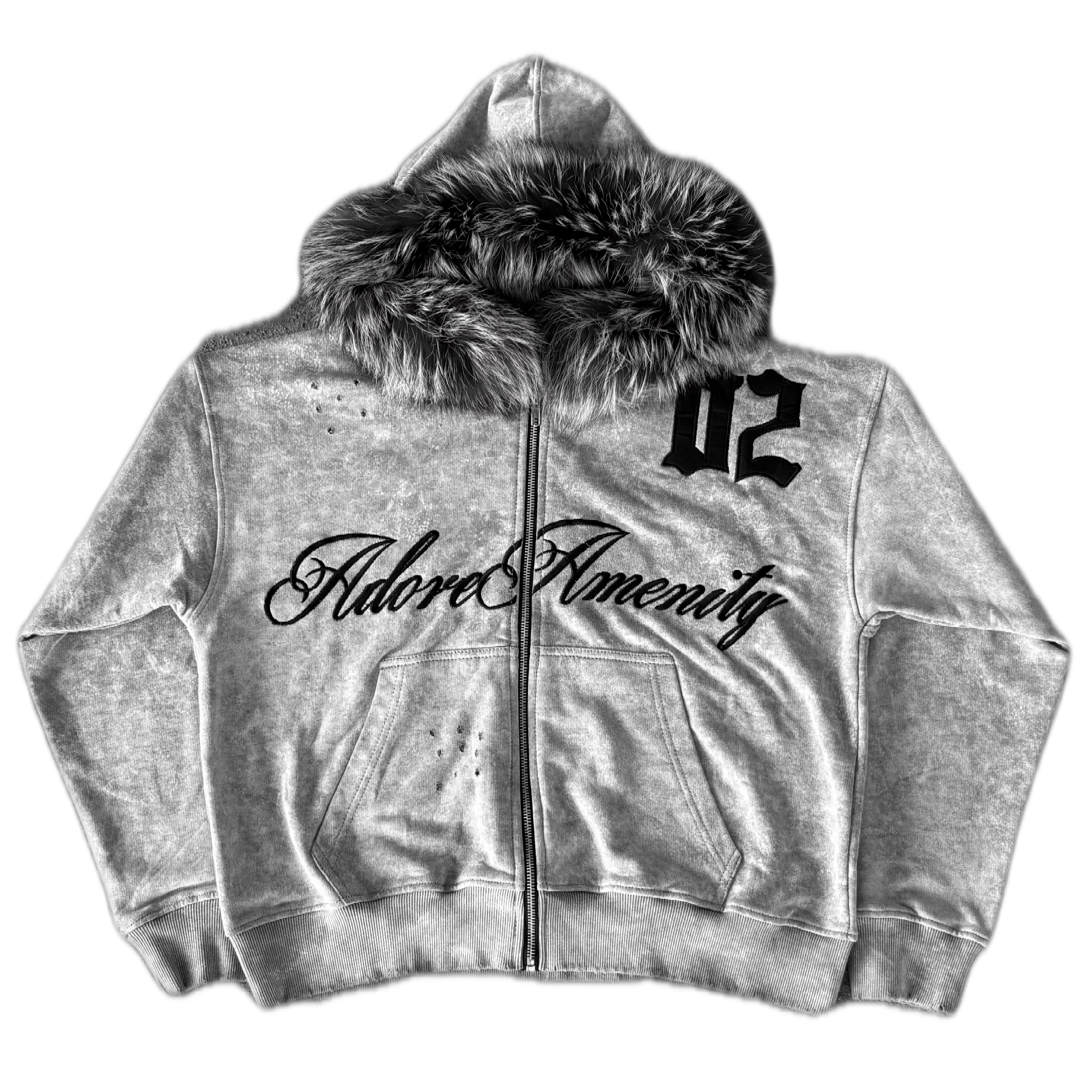 (GREY)AA FUR ZIPUP